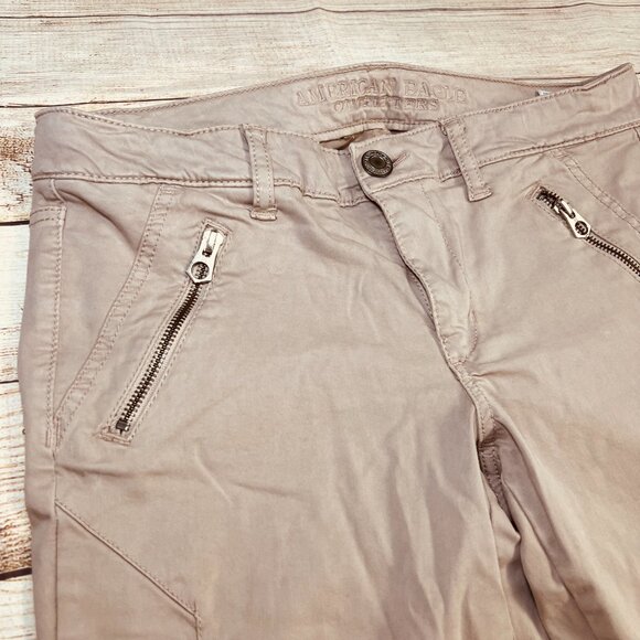 American Eagle Outfitters Jegging Ankle Size 8 Khaki Tan Zipper‎ Pocket Skinny - Picture 10 of 13